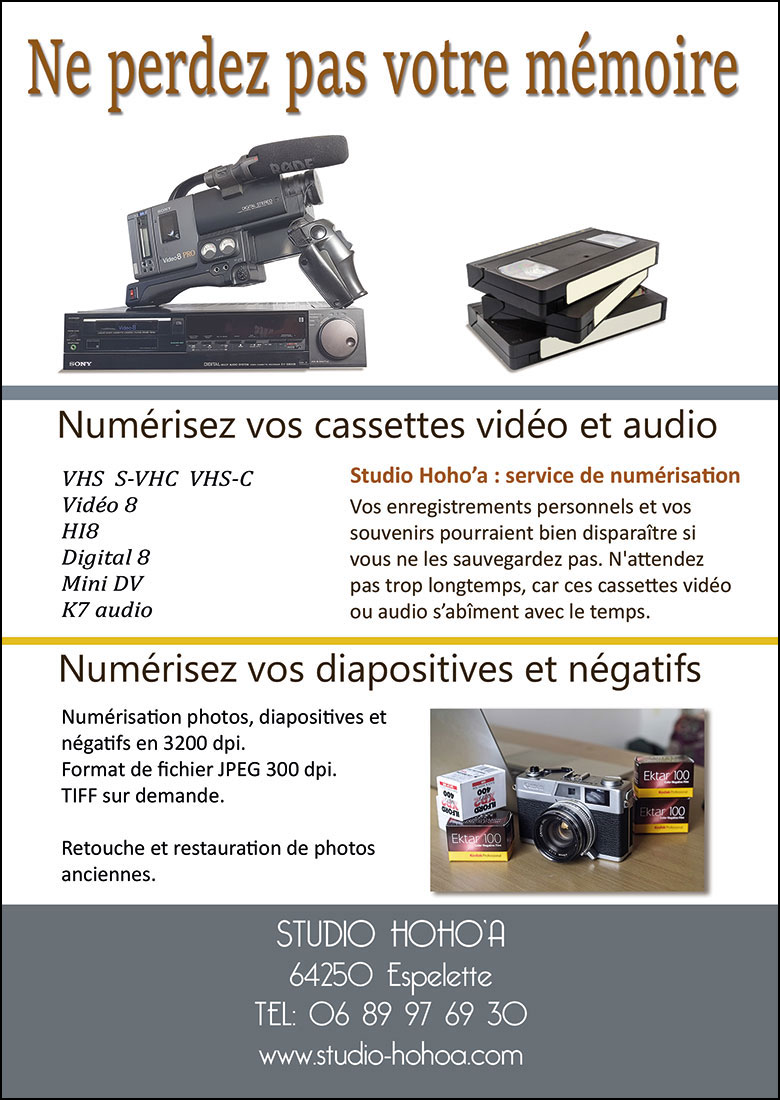 Numérisation et transfert de cassettes vidéo Vidéo8, Digital8 et Hi8